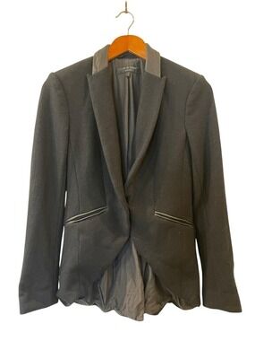 Rag & Bone Women’s High-Low Black Tuxedo Tail Coat Jacket W/leather Trim Sz 4